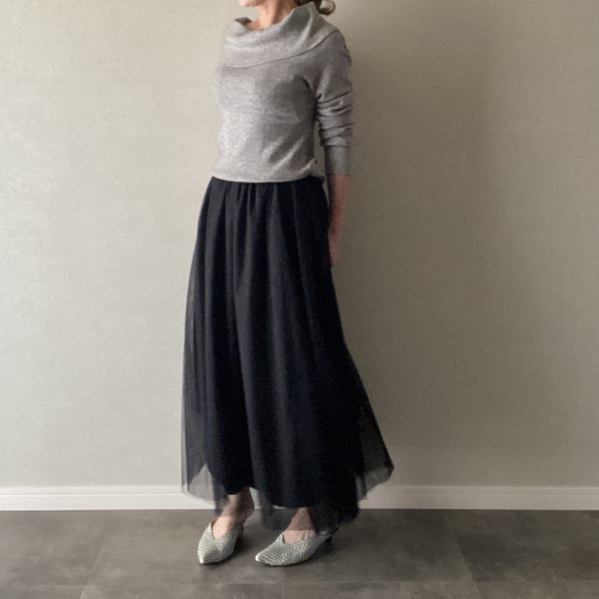 ニット 変形 やわらか素材 グレー フリーサイズ