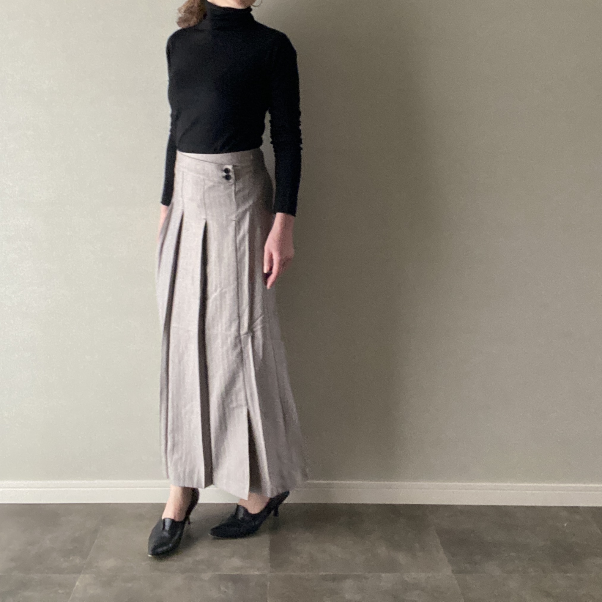 スカート ロング スリット グレー×ブラック Sサイズ【020518】