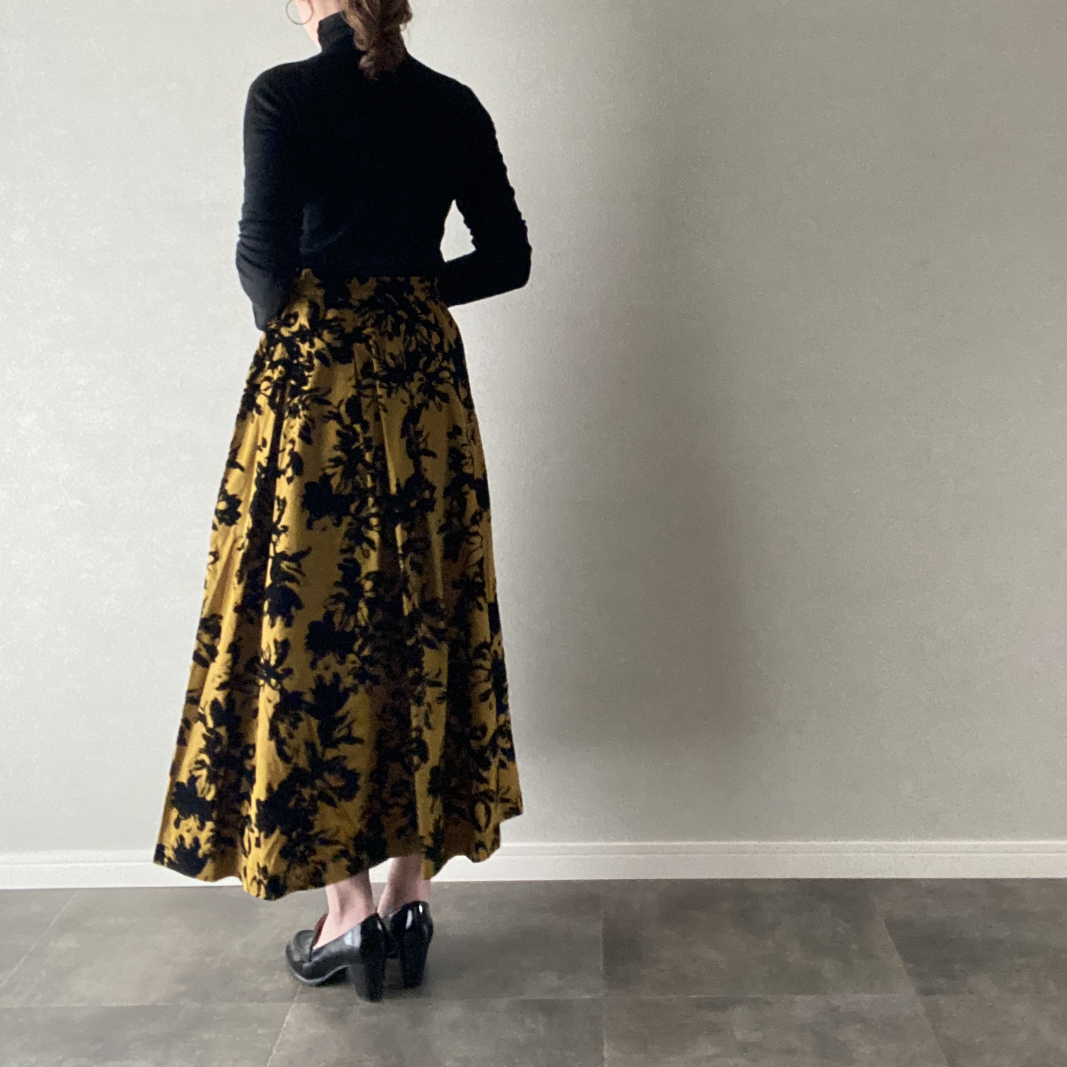 スカート 柄 ダークイエロー フリーサイズ【5120350】